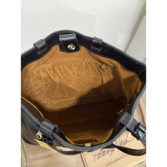 Patricia Nash Tote Bag Danville Colorblock Black British Tan Leather NEW - Picture 11 of 14